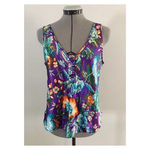 Vintage Victoria's Secret Gold Label Sz M Tropical Floral Satin Tank